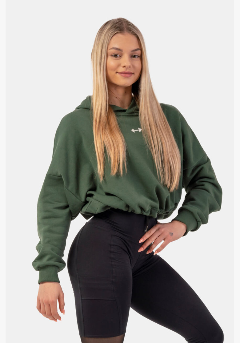 NEBBIA Loose crop hoodie Iconic green