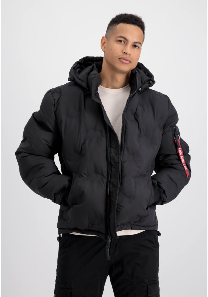 Men's Jacket Alpha Industries Hooded Logo Puffer black