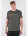 The Alpha Industries Alpha Label T Foil Print is a stylish men's t-shirt with a chest print in a gold and white colour combination.