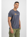 The Alpha Industries Alpha Label T is a stylish men's t-shirt with a chest print in a gold and white colour combination.