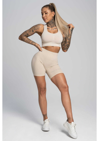 Gym Glamour Bikery Push Up Cream Shorts