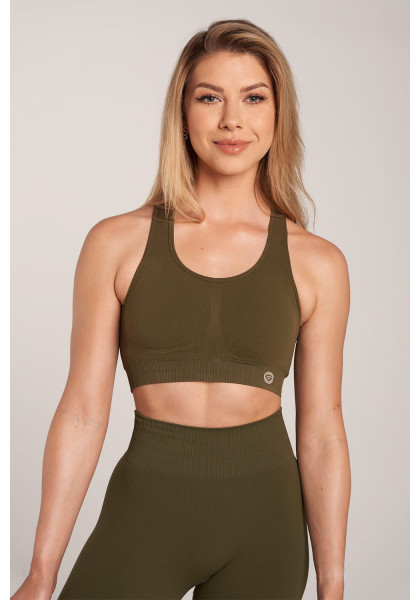 Fitness bra Gym Glamour Push Up Khaki