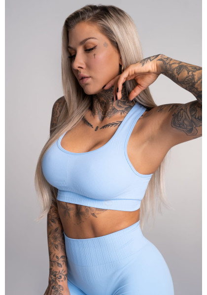 Fitness Bra Gym Glamour Push Up Baby Blue