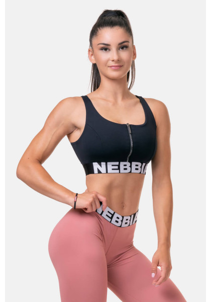 NEBBIA Smart Zip sports bra black