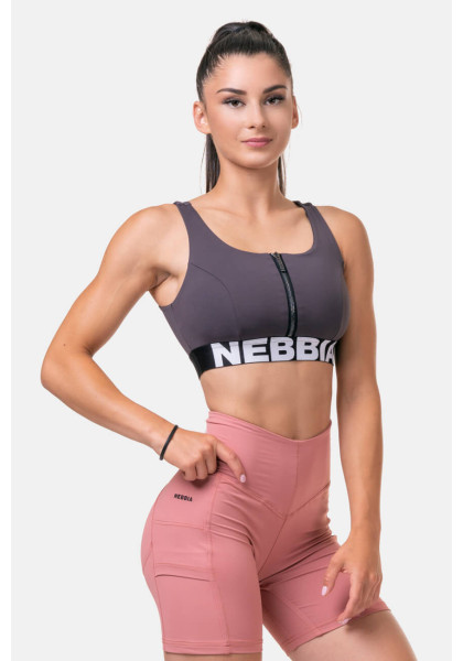 NEBBIA Smart Zip sports bra marron