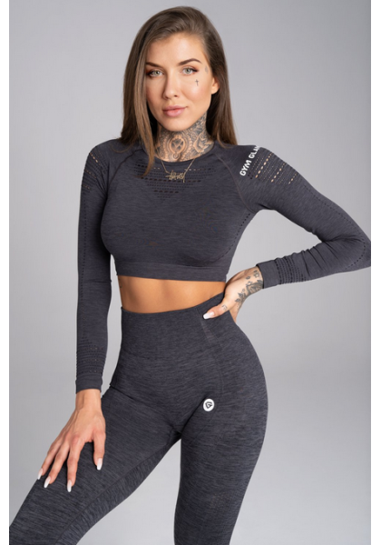 Crop top Gym Glamour long sleeve Grey Melange