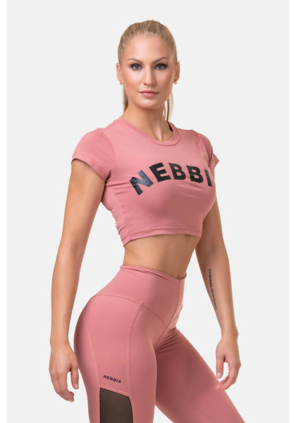 NEBBIA Sporty HERO crop top with short sleeves pink