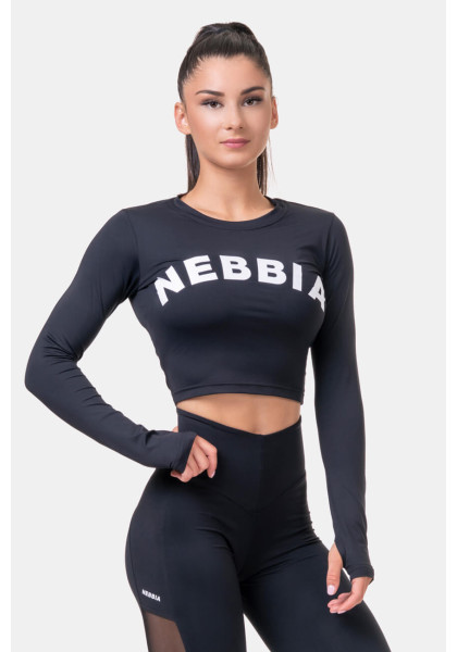 NEBBIA Sporty HERO crop top with long sleeves black