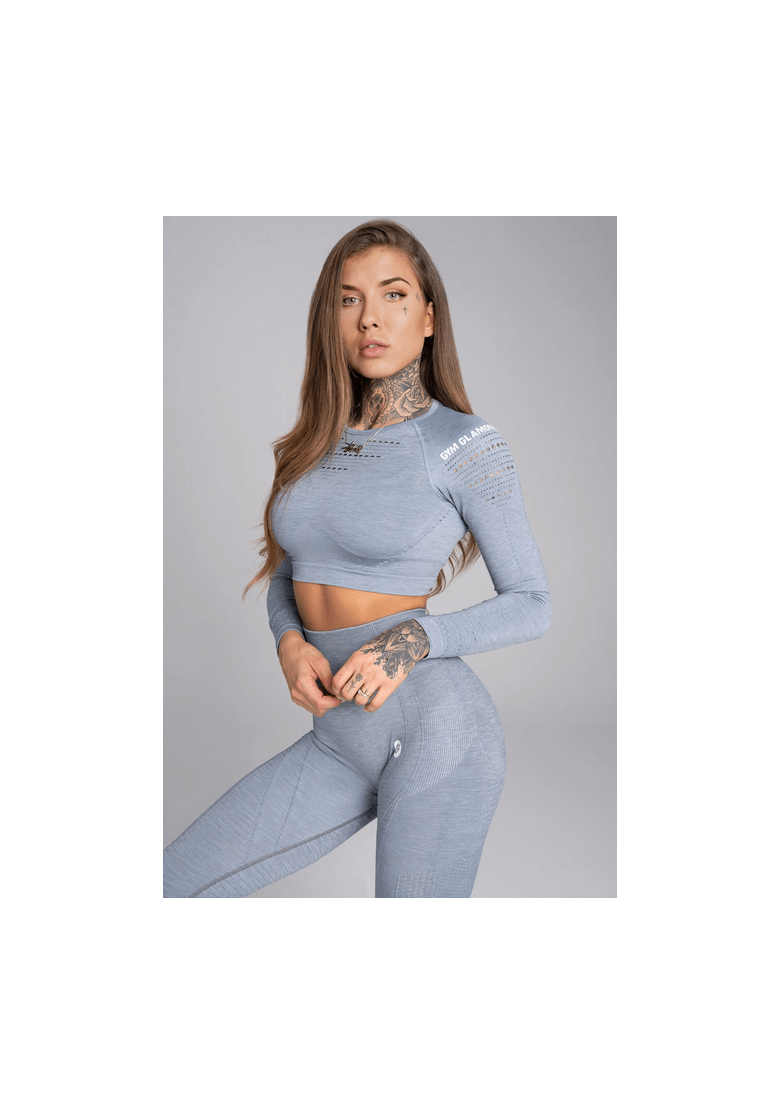 Crop-Top Gym Glamor Steel Melange