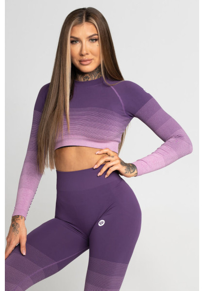 Crop-Top Long Sleeve Gym Glamour Violet Ombre