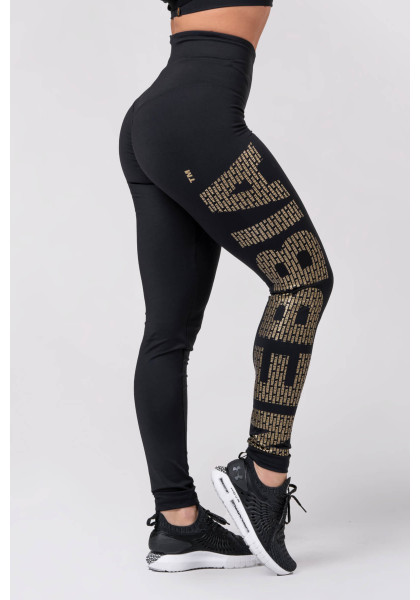 NEBBIA Gold Print Leggings Black