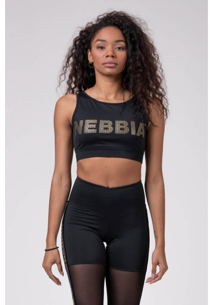 NEBBIA Gold Mesh mini top black