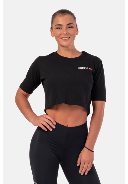 NEBBIA Minimalist Logo NEBBIA Crop T-shirt black