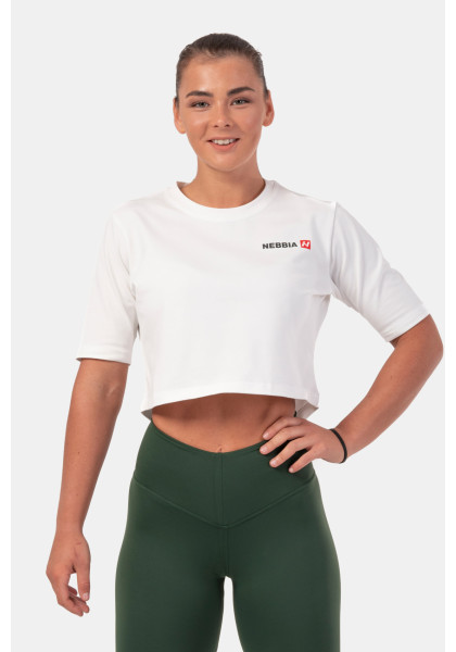 NEBBIA Minimalist Logo NEBBIA Crop T-shirt white