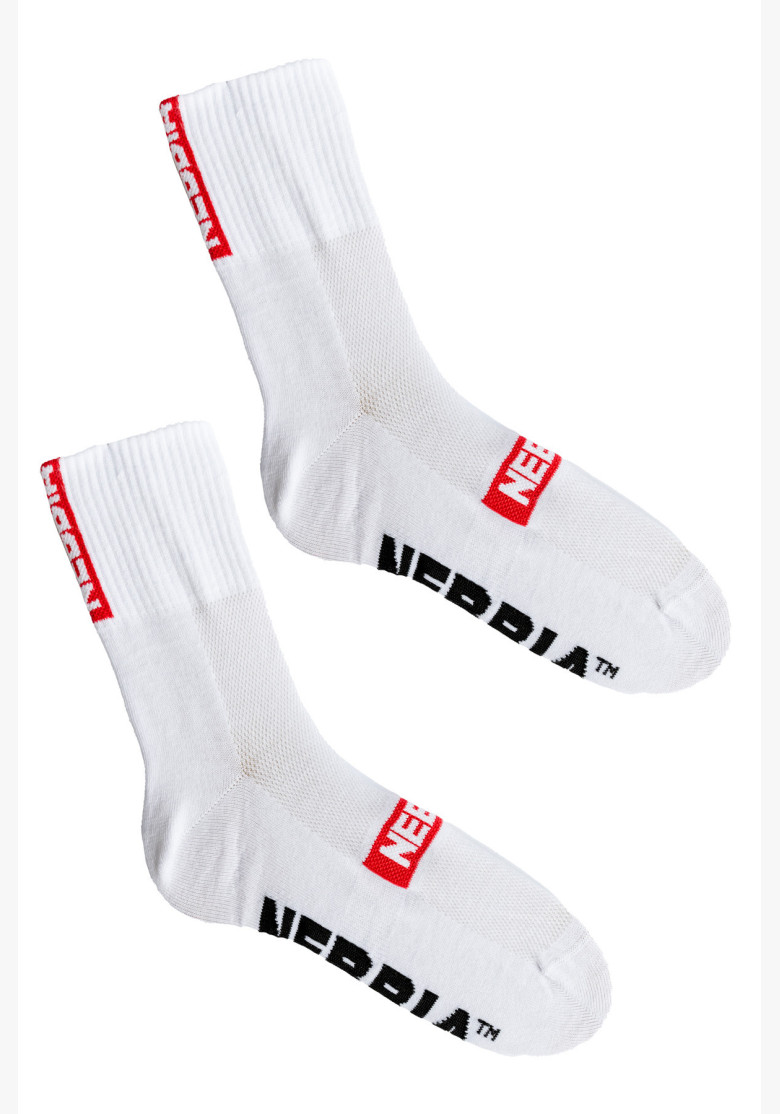 NEBBIA "EXTRA MILE" crew socks white