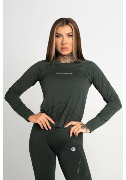 Long Sleeve Top Gym Glamour Deep Forest