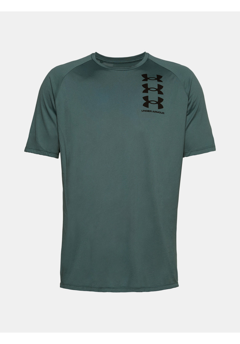 T-shirt Under Armour TRIPLE LOGO TECH SS Lichen Blue