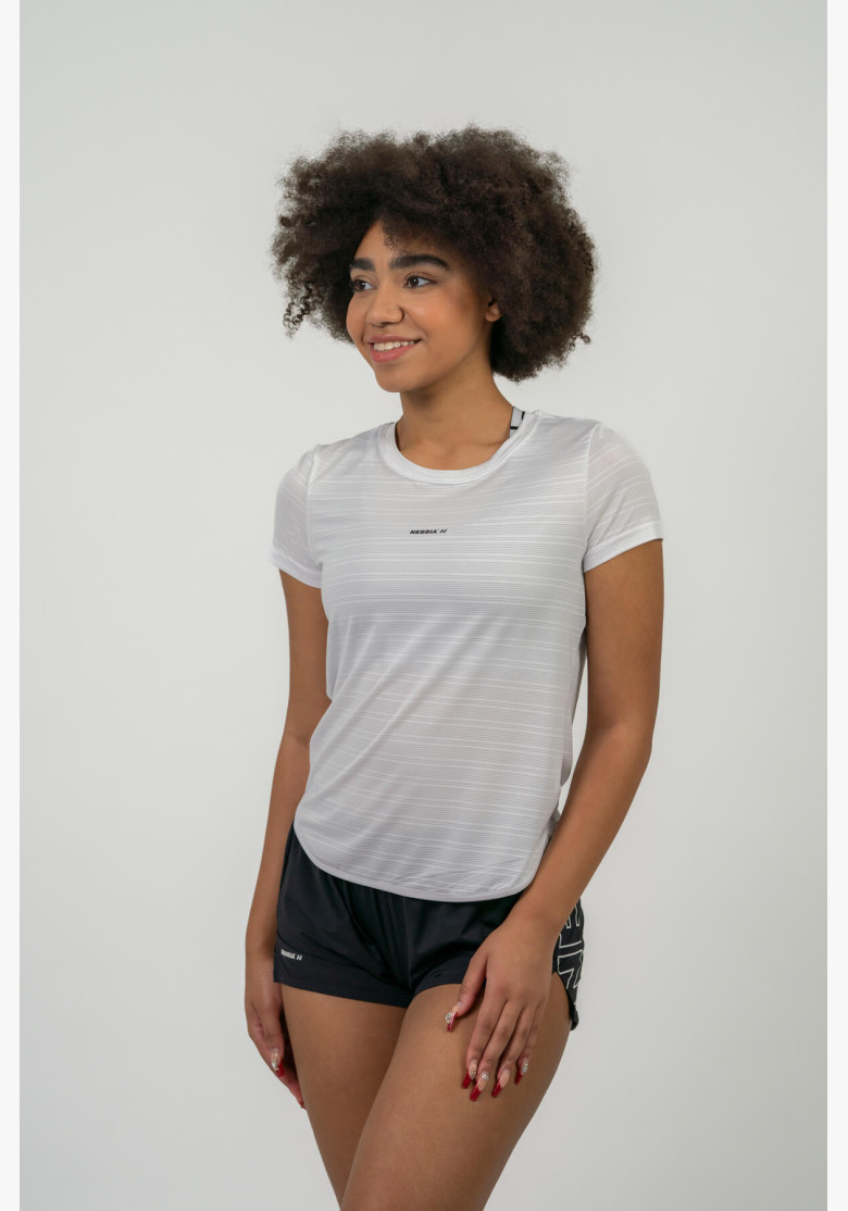 NEBBIA FIT Activewear T-shirt "Airy" with reflective logo white