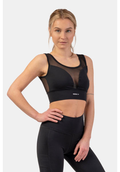 NEBBIA Black sports bra "Breathe" with mesh black