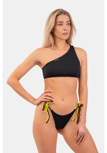 NEBBIA Bandeau One shoulder bikini (top) black