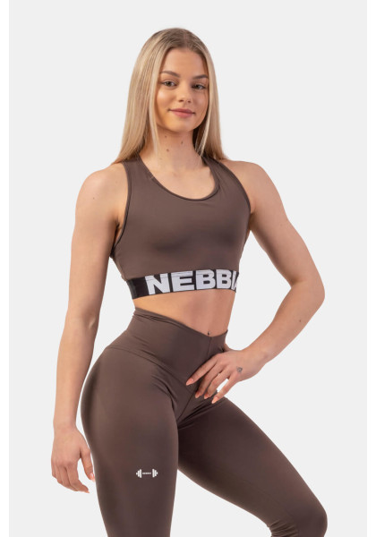 NEBBIA Sports bra with cross back cut brown