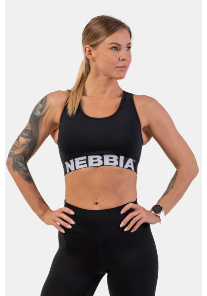 NEBBIA Sports bra with cross back cut black