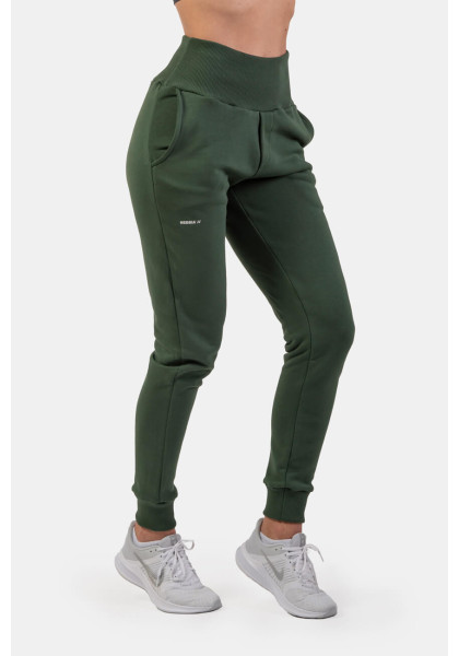 NEBBIA High waisted sweatpants "Feeling Good" green