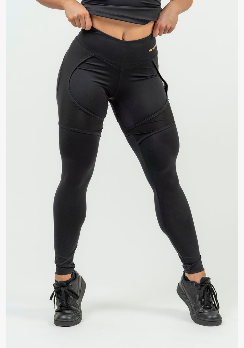 NEBBIA Women's sports leggings with mesh NEBBIA INTENSE Mesh gold