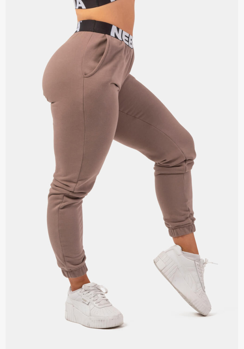 NEBBIA Sweatpants Iconic with NEBBIA elastic waistband brown