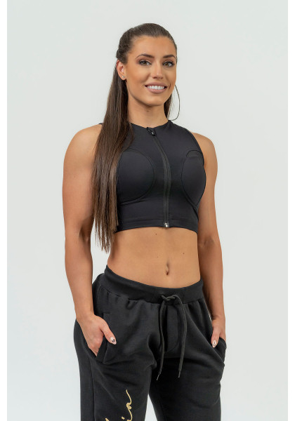 NEBBIA Women's crop top with high support NEBBIA INTENSE Mesh black