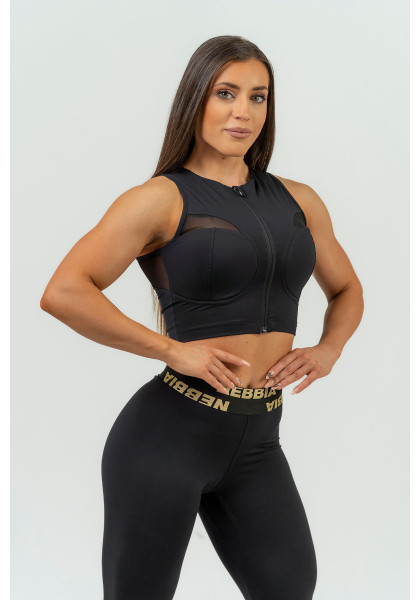 NEBBIA Women's crop top with high support NEBBIA INTENSE Mesh gold