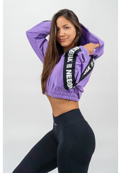 NEBBIA Crop hoodie ICONIC black lilac