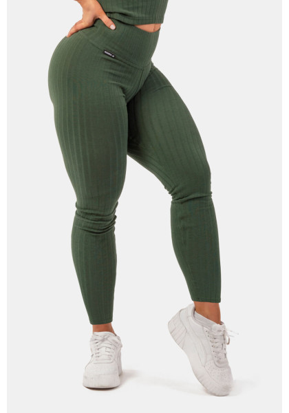 NEBBIA Ribbed High-waist leggings in organic cotton green