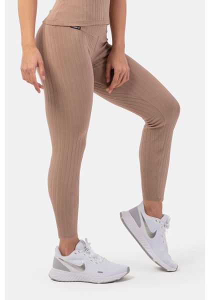 NEBBIA Ribbed High-waist leggings in organic cotton brown