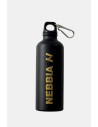 Introducing the NEBBIA black matte metal bottle with carabiner for hanging. 