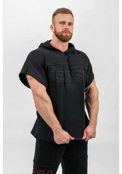 NEBBIA Rag hooded top REAL CHAMPION black