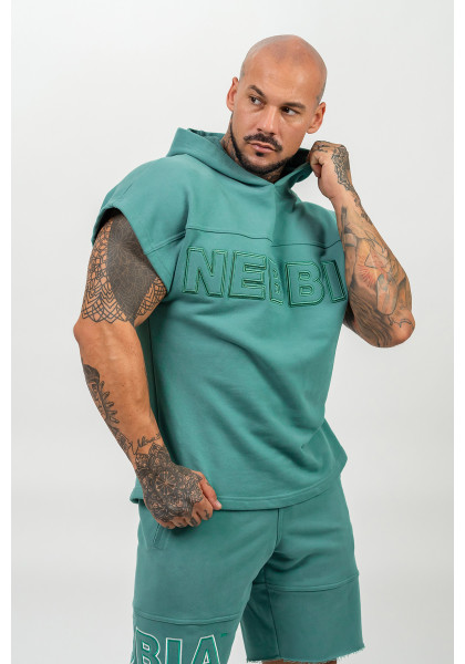 NEBBIA Rag hooded top REAL CHAMPION green