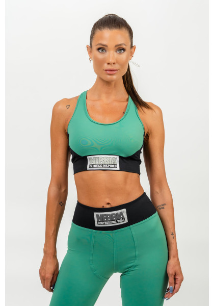 NEBBIA Reinforced sports bra SIGNATURE green