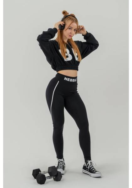 NEBBIA Crop top sweatshirt MUSCLE MOMMY black