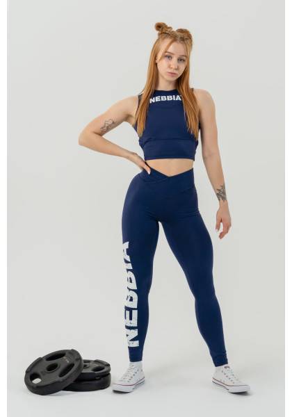 NEBBIA Fitness leggings with high waist GLUTE CHECK blue