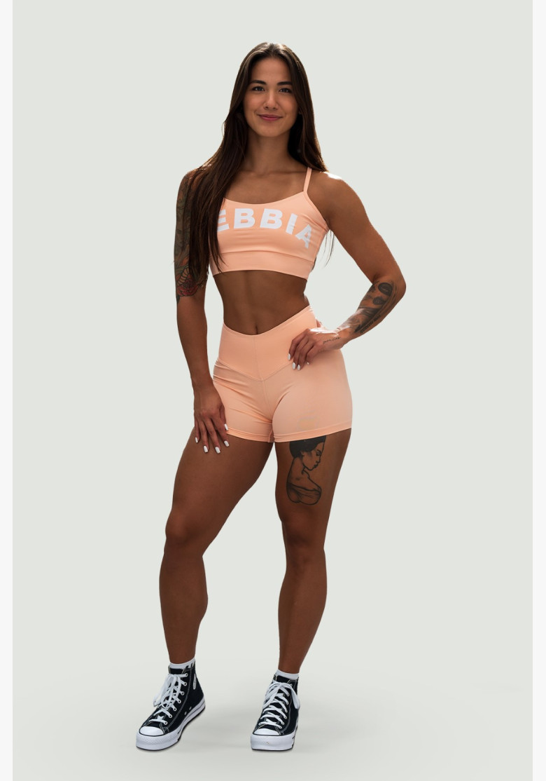 NEBBIA 5″ GYM HERO orange high waist shorts