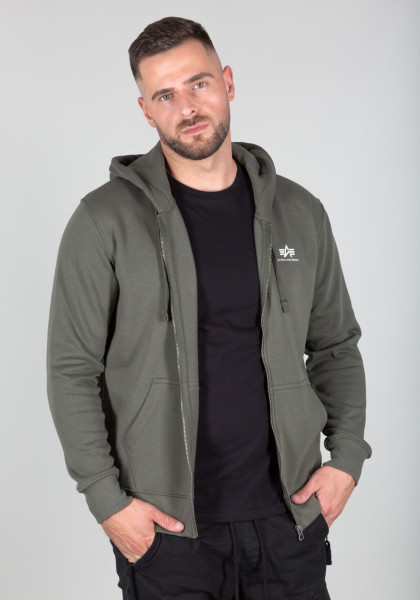 Sweatshirt Alpha Industries Basic Zip Hoody SL dark olive