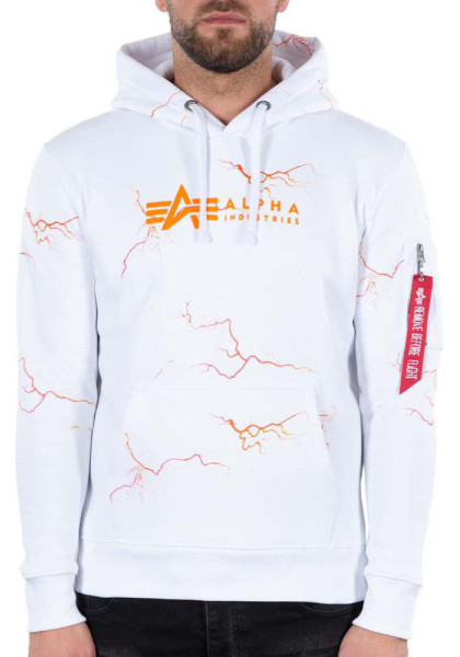 Sweatshirt Alpha Industries Lightning AOP Hoody white orange