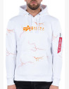 The Alpha Industries Lightning AOP Hoody is a stylish men's hoodie with a large chest print.