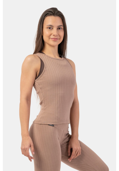 NEBBIA Ribbed organic cotton tank top brown