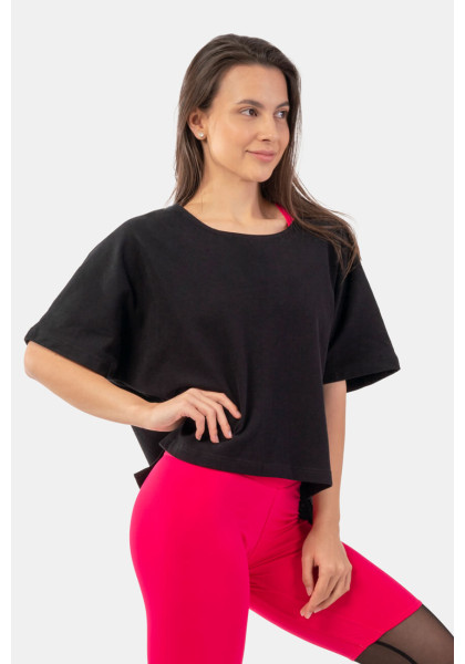 NEBBIA Loose crop T-shirt "The Minimalist" in organic cotton black