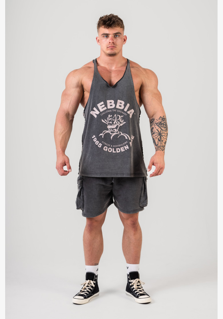 NEBBIA Washed muscle back stringer GOLDEN AGE čierne